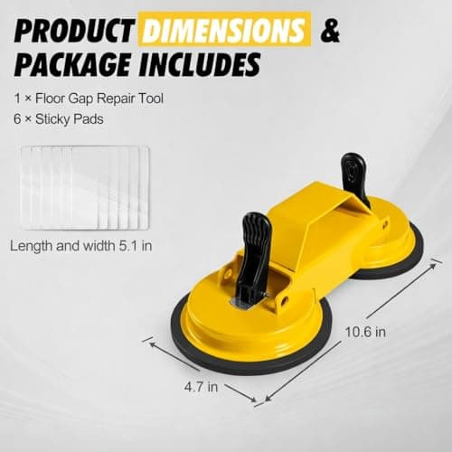 Floor Gap Fixer Tool, 45° Striking Surface Floor Gap Repair Tool with Dual Suction Cup, Made of Iron. with 6pcs Sticky Pads for Fixer Laminate/Vinyl Flooring Tools - Thumbnail 6