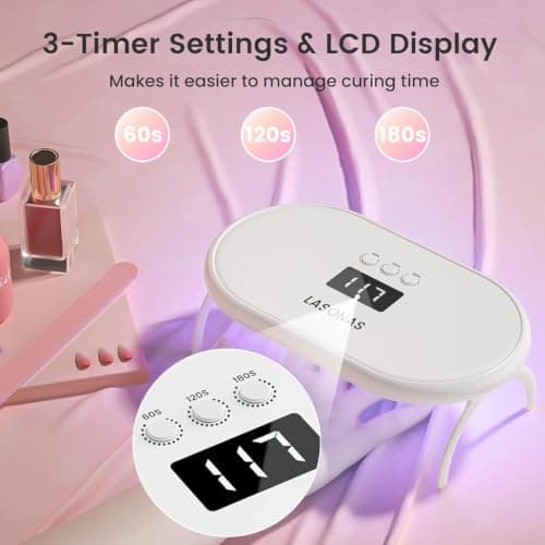 LASONAS UV LED Nail Lamp for Gel Polish 24W UV Light 3 Timer Setting Fast Drying Curing Mini Portable Cure Lamp for Gel Stickers and Strips Home Nail Care Salon - Thumbnail 3
