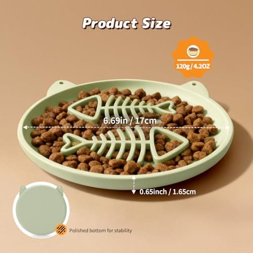 Zonopy Slow Feeder Cat Bowl, 2 PCS Silicone Cat Bowl, Slow Feeder Ideal for Dry and Wet Food, Easy to Clean, Interactive Puzzle Toy for Pets Food Training, Keeps Cats Busy,6.69" W*0.65" H - Thumbnail 6