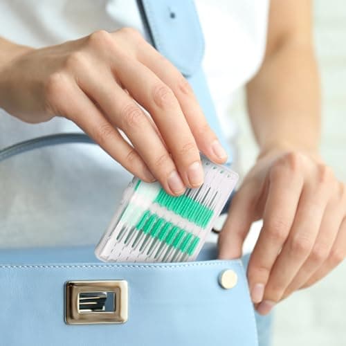 ACSKD 300 Pieces Interdental Brushes,Braces Brush with Silicone Head,Dental Tooth Flossing Toothpick Cleaners Tooth Tool, Blue - Thumbnail 6