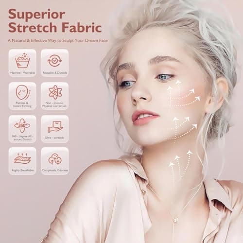 Jawline Shaper Chin Strap for Sleeping, Reusable V-Line Mask for Women Face Lifting Made w/Electric-Hot-Press Tech for Skin-Friendly & Breathable Cooling Fabric (Black, One Size) - Thumbnail 3