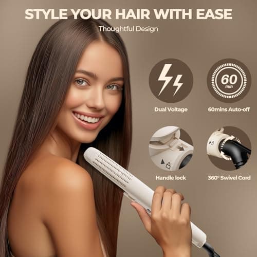 MiroPure Flat Iron Hair Straightener, Hair Straightener and Curler 2-in-1, 360° Airflow Styler with Cool Air for Curls, Titanium Ceramic Ionic, Hair Care Aroma,Auto Off, Dual Voltage for Travel - Thumbnail 6