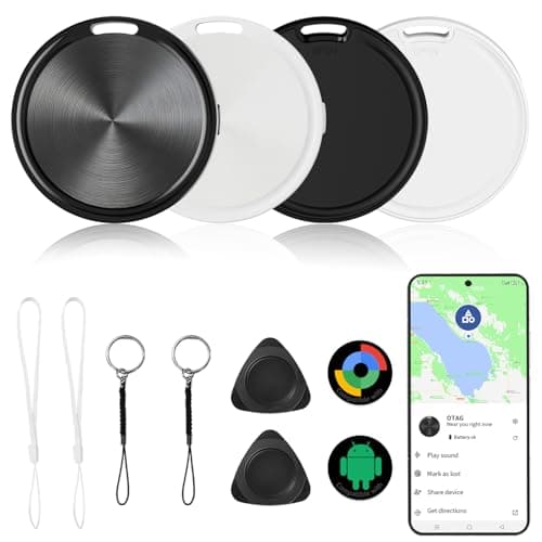 Air Tracker Smart Tags for Android 4 Pack, Bluetooth Luggage Tracker Anti Lost Item Finder with Holder Case Compatible with Google's Find Hub for Key, Backpack, Luggage, Wallet, Precise Position - Image 1