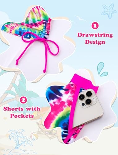 Seanrui Girls Swimsuits Size 14-16 Tankini Swimsuits for Teens Girls 3 Piece Bathing Suit Swimwear with Swim Short - Thumbnail 5