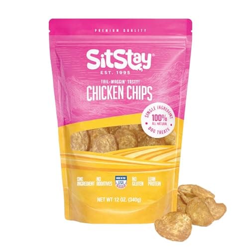 SitStay Chicken Chips for Dogs - Single Ingredient Dog Treat - High Protein, Low Fat - Chicken Chips Dog Treats for Training, Rewards & Sensitive Stomachs - Made in USA - 12 oz - Image 1