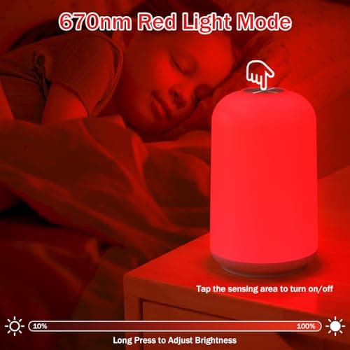 Streamlet 670nm Red Light Night Light for Sleep with Timer, Rechargeable, Dimmable, Sleep Aid Lamp Blue Light Blocking for Improve Sleep, Deep Relaxation, Meditation, Yoga - Thumbnail 4