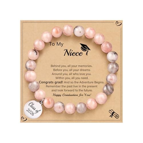 Sistble 2026 Graduation Gifts, Graduation Bracelet Class of 2026 College High School 8th Grade Niece Gifts from Auntie Inspirational Gift for Women Nature Stone Beaded Jewelry - Image 1