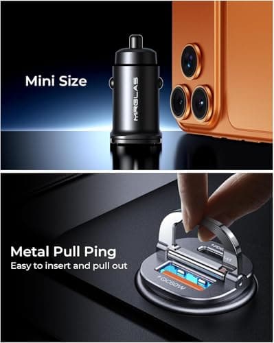 【Upgraded】 125W Car Charger USB C Super Fast Charging, [PD65W & QC60W][All Metal] MRGLAS Cigarette Lighter Car Charger, RV Car Electronics Accessories for iPhone 17 Pro Max iPad Samsung S25 Pixel 10 - Thumbnail 4