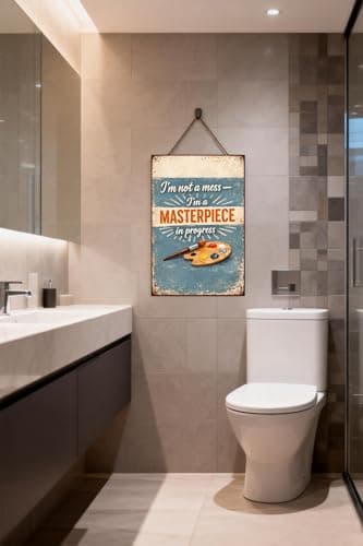 I’m Not A Mess I’m A Masterpiece In Progress Tin Sign Vintage Inspirational Quote Metal Wall Decor Artistic Paint Palette Rustic Motivation Plaque For Home Studio Office Classroom 8x12 Inch - Thumbnail 4
