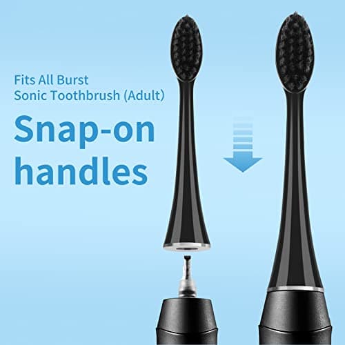 Replacement Toothbrush Heads for Burst Sonic Toothbrush with Dust Cover Caps, Soft Charcoal Bristles for Deep Clean, Black, Pack of 5 - Thumbnail 3
