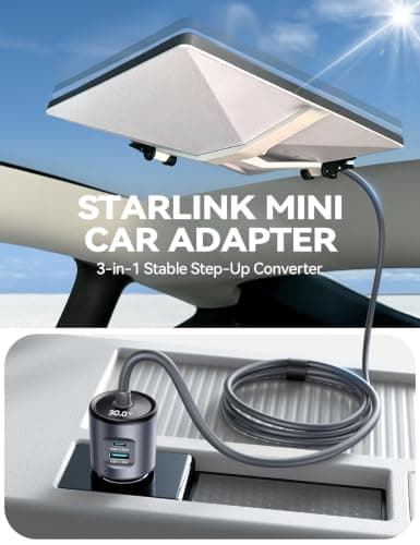 JOYROOM 3-in-1 Starlink Mini Car Adapter [Voltage Display] 12V-24V DC to 30V Step-up Converter, Ultra-Stable Starlink Mini Car Charger with Dual USB Ports Fast Charging for Cars, RVs, Trucks, Boats - Thumbnail 2