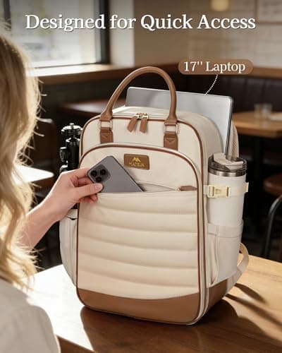 MATEIN HER Personal Item Travel Backpack for Women with Hair Tool Bag, 18x14x8 inches Underseat Luggage Backpack, TSA Approved Carry on Bags for Frontier Airline fits 17" Laptop & 40 oz Tumbler - Thumbnail 6
