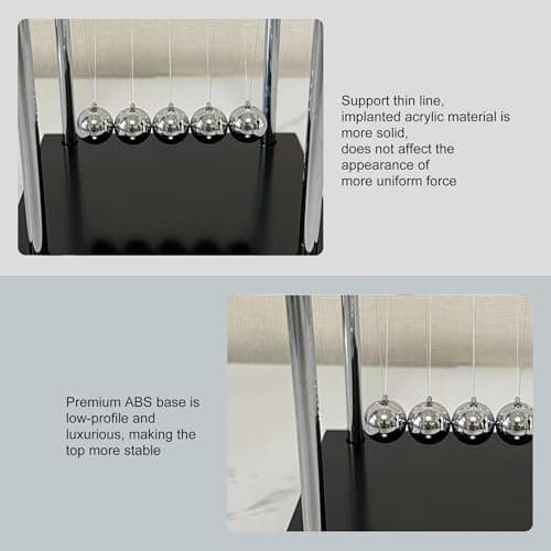 Newton's Pendulum Balance Ball, Desktop Kinetic Pendulum, Perfect Stress-Relieving Toy and Adult Desktop Decoration, Made with Scientific and Physical Elements (Metal and Wood). - Thumbnail 3