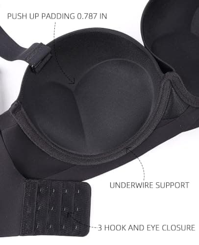 Upushall Push Up Padded Bra Add 1 Cup Balconette Underwire Support - Thumbnail 5