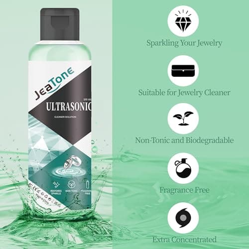 Ultrasonic Jewelry Cleaner Solution for Ultrasonic Cleaner Machine, Professional Cleaning of Jewelry, Diamonds, Gold, Silver, Remove Odors, Discoloration & Stains, Mint Scent, Green, 4oz - Thumbnail 4