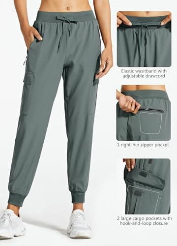 Libin Women's Cargo Joggers Lightweight Quick Dry Hiking Pants Athletic Lounge Casual Travel, Metropolis Gray XL - Thumbnail 4