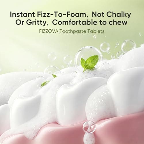 FIZZOVA Toothpaste Tablets with CalciumPhosphosilicate&Hydroxyapatite,Fluoride Free ChewableToothpaste,Plastic Free Travel Size Toiletries,Whitening Dental Cleaning Tablets,30 Count Mint - Thumbnail 4