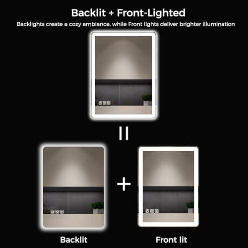 24"x32" LED Bathroom Vanity Mirror with Lights, Anti-Fog, Dimmable, Lighted Bathroom Mirror for Wall, Rounded-Corner, Memory Function, 5mm Shatter-Proof Tempered Glass, Backlit & Front Lit - Thumbnail 5