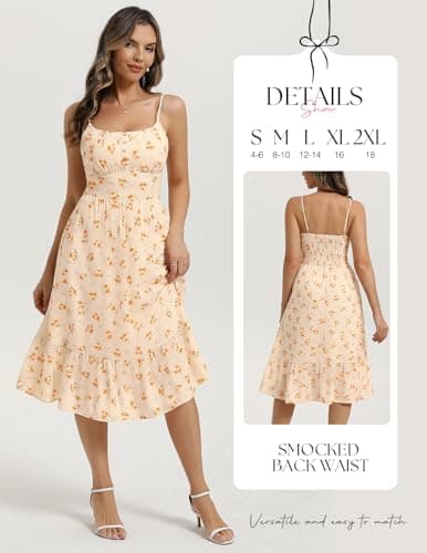 Belle Poque Floral Dress for Women 2026 Summer Sleeveless Flowy Ruffle Midi Dresses Elegant Wedding Guest Dress X-Large - Thumbnail 4