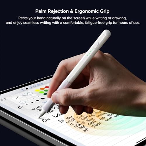 Stylus Pen for iPad (2018-2025) Fast Charging, Tilt Sensitivity, Comfort Grip, Palm Rejection for iPad 11/10/9/8/7/6th Gen, Air 7/6/5/4/3/M3/M2, Pro 13"/12.9"/11"/M4, Mini 7/6/5th, Perfect for Drawing - Thumbnail 5