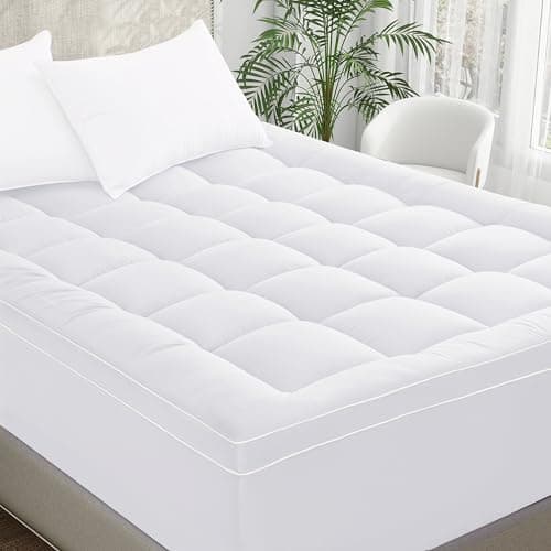 Mattress Topper Queen Size Breathable Filled Soft Fluffy Supportive for Back Pain Relief, Bed Mattress Pad Pillow Topper with Extra Thick Padded Protector for 8"-21" Deep Pocket - Image 1