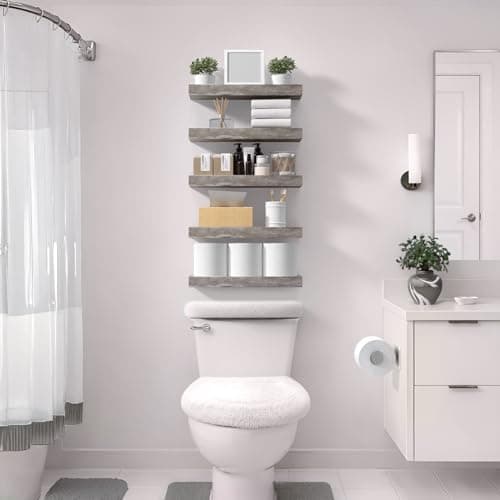 Sorbus Floating Shelves for Wall – 16 Inch Floating Shelf for Kitchen, Bedroom, Living Room, Bathroom, Home & Wall Decor - Mounted Bathroom Shelves with Invisible Brackets (Grey, 2 Pack) - Thumbnail 2