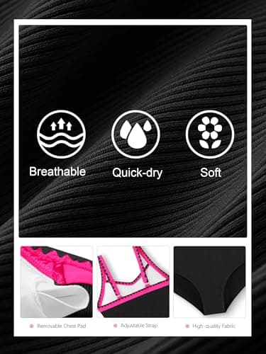 AMAWMW Girls Swimsuit Contrasting Trims Adjustable Straps Bathing Suit Summer Beach Swimwear for Teen Girls 7-16y, Black, 11-12 Years - Thumbnail 6