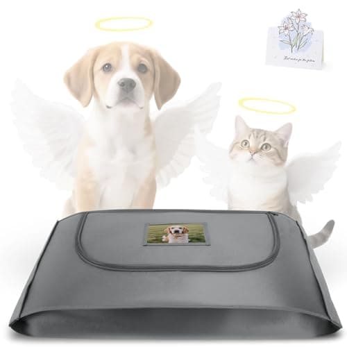 COSOWO Pet Burial Bag, Dignified Leak-Proof Deceased Pet Body Bag with Memorial Keepsake Card, XS–L for Rabbits, Kittens & Small Dogs, Grey, M