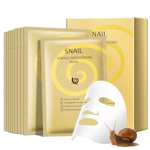 AOPEIBOTO Snail Mucin Sheet Mask(10 Sheets) with Snail Mucin Serum, Collagen Face Mask for All Skin Deep Hydrating, Relieve Dryness