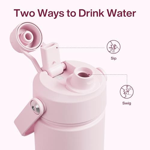 ENCOOL Insulated Water Bottle with Straw Stainless Steel Water Bottle, Leak-Proof, BPA-Free, Double Wall Vacuum Keeps Cold for 24 Hours for Sports, Travel, School (26 oz, Cotton Candy) - Thumbnail 4