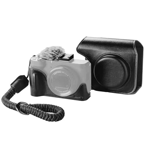 SMALLRIG PowerShot V1 Leather Case Kit for Canon, Including Half Leather Crate, Flip Case Cover, Wrist Strap & Furry Windscreen, Portable and Protecting (Black) -5386 - Image 1