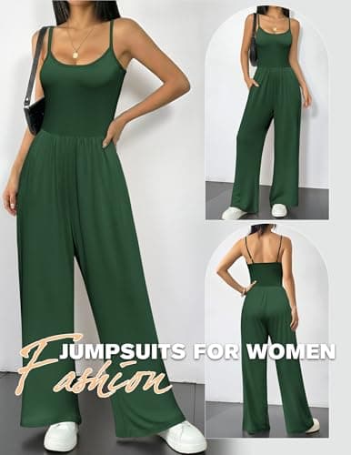 Ekouaer Jumpsuits for Women Dressy Summer Outfits Casual Tummy Control Sleeveless Rompers Wide Leg Pants 2026 - Thumbnail 2