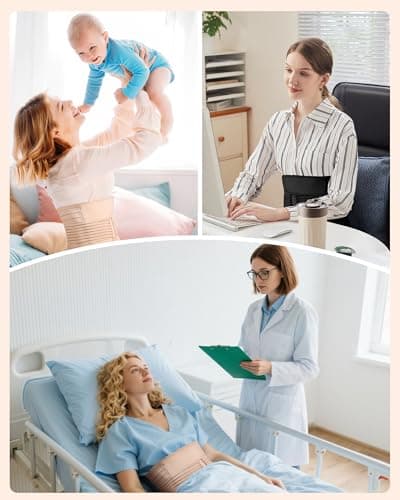 Evantha Postpartum Belly Band for Women: Adjustable Compression Wrap for Abdominal & Waist Support C-Section & Vaginal Birth Recovery Beige M - Thumbnail 5