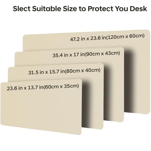 Yuwiiuuo Leather Desk Pad Protector, Office Desk Mat, Large Mouse Pad, Non-Slip PU Leather Desk Blotter, Waterproof Computer Desk Writing Pad for Office and Home (Beige, 23.6" x 13.7") - Thumbnail 6