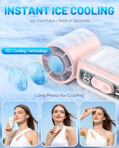 W & O Portable Handheld Mini Fan with Semiconductor Cooling,Speed (1-199) Personal Turbo Fan 4300mAh Rechargeable,Powerful 20000RPM Pocket Hand Fans for Travel/Makeup/Outdoor/Home (Pink ICE) - Thumbnail 2