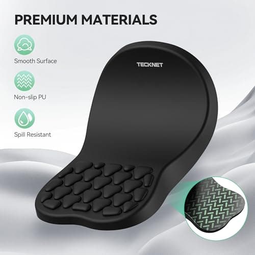 TECKNET Ergonomic Mouse Pad with Wrist Rest, Soft Mousepad with Massage Design, Memory Foam and Non-Slip PU Base for Pain Relief, Gaming Mouse Pad for Desk, Home, Office, 12x8 Inches, Black - Thumbnail 5