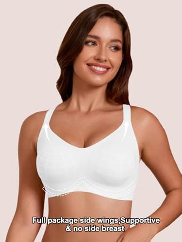 COCOMARTS Jelly Bras for Women No Underwire Full Coverage Push Up Bra Wireless Seamless Bra Comfortable Tshirt Bralettes White 2X-Large - Thumbnail 3
