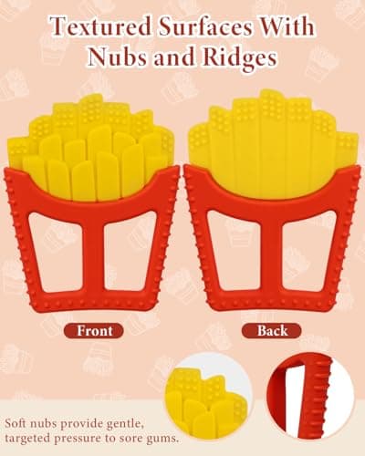 Chuya French Fries Teething Toy for Infants 0-18 Months, Silicone Baby Teether with Easy-Grasp Design, Sensory Toys Teething Relief,Gift for Boys Girls - Thumbnail 3