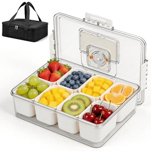 ERABAY Chilled Portable Snackle Box container, Divided Serving Tray, Beach Essentials Insulated Container with Reusable Ice Pack & Bag – Keep Food Hot or Cold On the Go for Adult