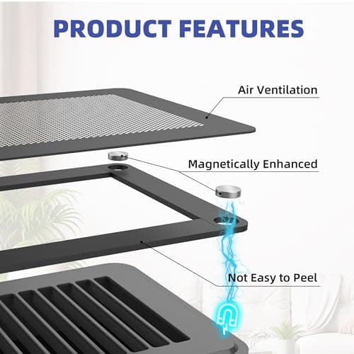 Magnetic Vent Mesh- 4 Pack, 5 x 11 inch Strong Magnetic Vent Screen for Home Floor, Ceiling and Wall Registers, Ventilate While Prevent Objects from Entering, Durable and Solid - Black - Thumbnail 4