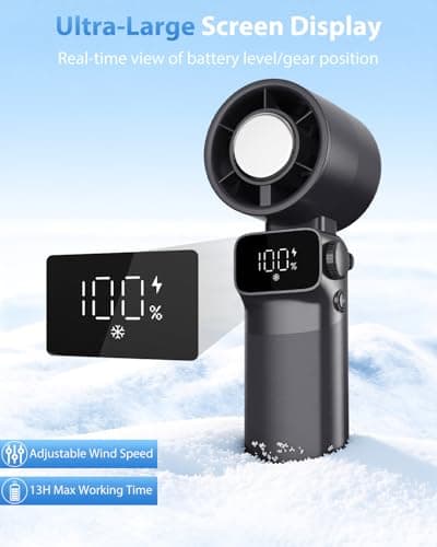 Portable Handheld Fan with Ice Cooling, Up to 13Hrs Rechargeable Personal Fan, Foldable Hand Held Pocket Mini Turbo Fans for Travel, Camping, Hiking, Beach, Office, Outdoor, Gifts for Women, Men - Thumbnail 4