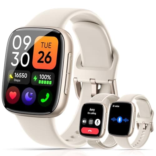 Smart Watches for Women Men, 1.85" HD AMOLED Smart Watch for Android iPhone, 3ATM Waterproof, Bluetooth Calls/Messages, SpO2/Heart Rate Monitor, Sleep Tracker, 120+ Sports Modes Fitness Watch, 2 Bands - Image 1