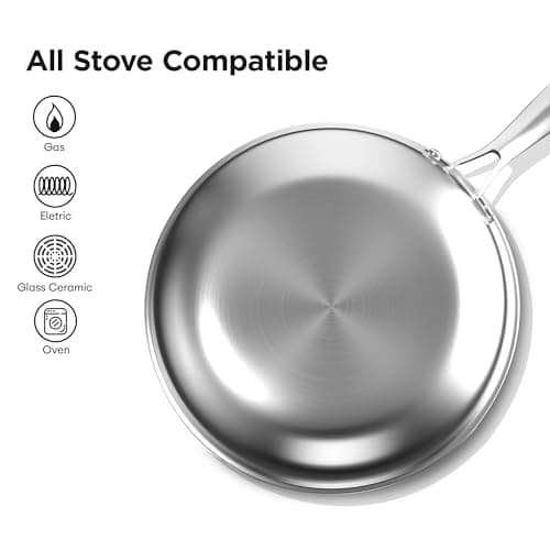 COOKER KING 12-Inch Hybrid Stainless Steel Wok with Lid, Nonstick Stir Fry Pan & Deep Frying Pan, Tri-Ply Clad Honeycomb Everyday Pan, Induction Ready, Oven & Dishwasher Safe, PFOA Free - Thumbnail 4