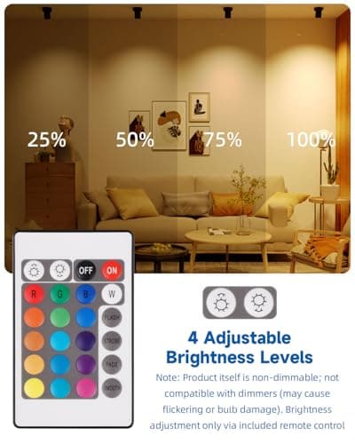 Noobibaba MR16 LED Bulb Color Changing 4W MR16 Color Changing LED Bulbs 12V Gu5.3 Bi-Pin Base Warm White+15 Multi Colors for Landscape Lighting (3 Bulbs and 1 Remotes) - Thumbnail 4