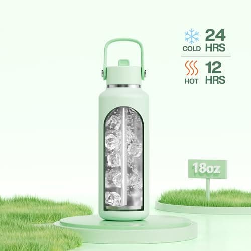 POWCAN 18 oz Insulated Water Bottle: Leakproof, Cup Holder Friendly, Standard Mouth, Top Handle, Stainless Steel Water Bottle for Women, Student, Teacher, Nurse, Commuter, Gift for Girl (Mint Dew) - Thumbnail 2