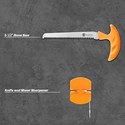 KNINE OUTDOORS Hunting Deer Knife Set Field Dressing Kit Portable Game Processor Set Red Maple Camo Handle, 8 Pieces - Thumbnail 5