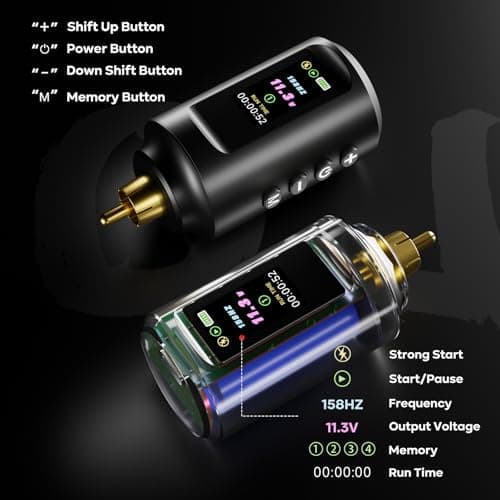 Solong Cordless Tattoo Gun Kit, 1800mAh Rechargeable Battery LED Display, Ergonomic Tattoo Machine Set with Ink Needles for Beginners Practice,SL-TKP202A-2 - Thumbnail 4