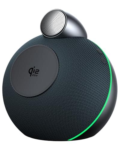 Screenovate Magnetic Wireless Charging Station with Speaker, 25W Fast Charging, Hi-Fi Sound with Dual Drivers & Subwoofer, Bluetooth 5.3, TWS True Wireless Stereo, Gradient Ambient Light (Black)