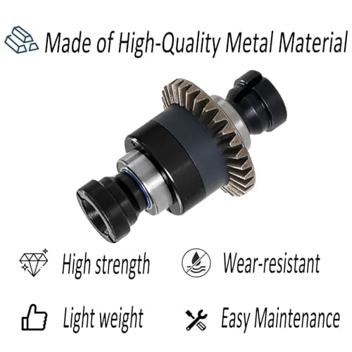 Assembled Differential 30T 0.8Mod for ARRMA 1/18 Granite GROM, Typhon GROM, 1/14 Mojave GROM, 1/12 Losi AWD RC Racecar, RC Front & Rear Universal Upgraded Metal Differential 2Pcs (Black/Black) - Thumbnail 3