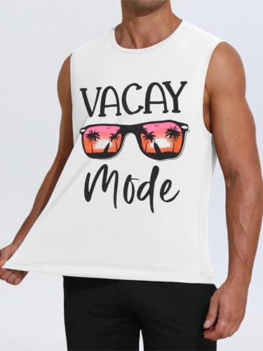 Gentlewarm Tank Tops for Men Palm Graphic Muscle Mens Shirts Casual Quick Dry Sleeveless Running Tank Top White - Thumbnail 3